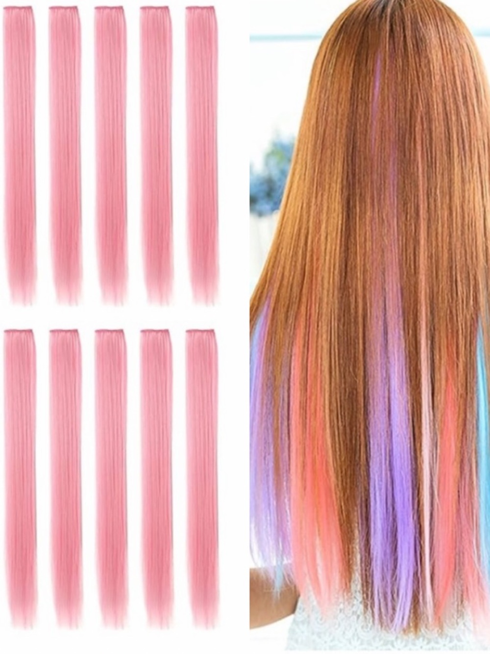 OneDor pink 23” clip in hair extensions set of 10 NEW